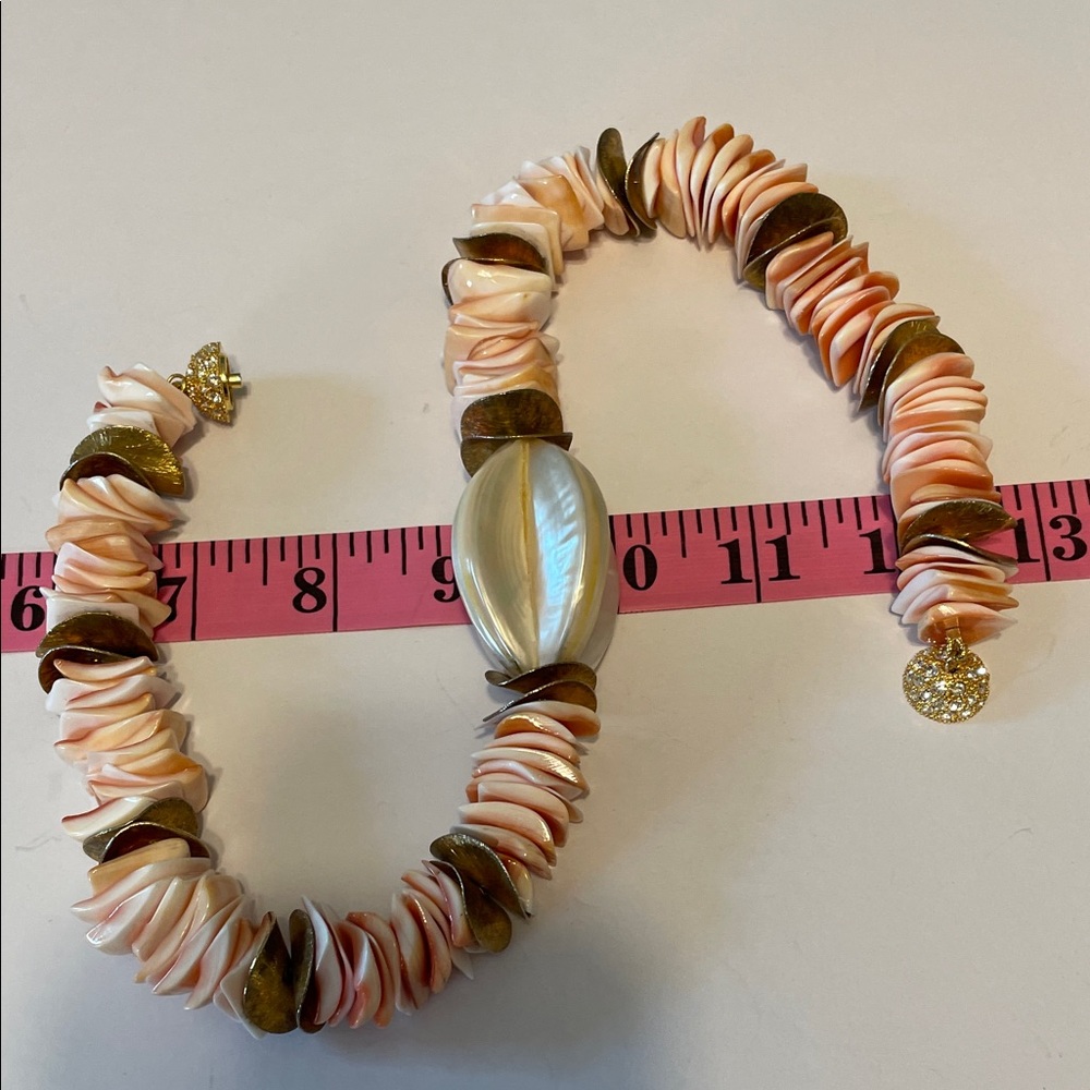 Statement Pink Polished Shell Necklace - image 6